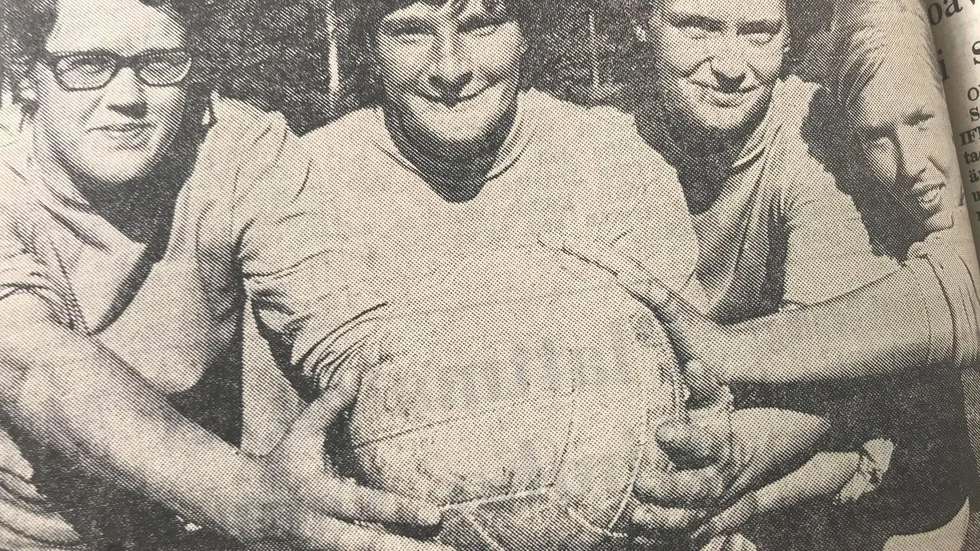 Kuriren för 50 år sedan: Målskyttar i Värmbols damlag. Från vänster Silva Andersson, Sol-Britt Eriksson, Miriam Wiberg och Lisbeth Fjärstedt.