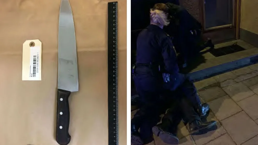 Den 19-årige mannen kunde gripas av polisen i närheten av det hotell där han bland annat misstänks ha hotat en åklagare. (Bilderna är hämtade ur förundersökningen.)