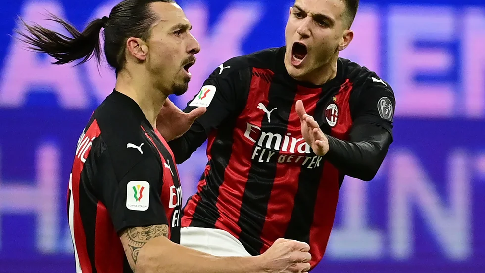 Zlatan Ibrahimovic efter 1–0-målet mot Inter.