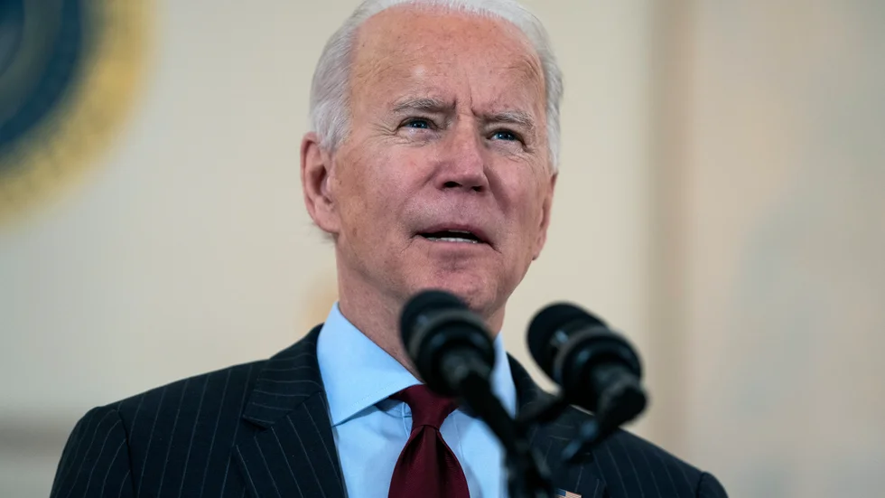 USA:s president Joe Biden under ett tal i Washington i måndags.