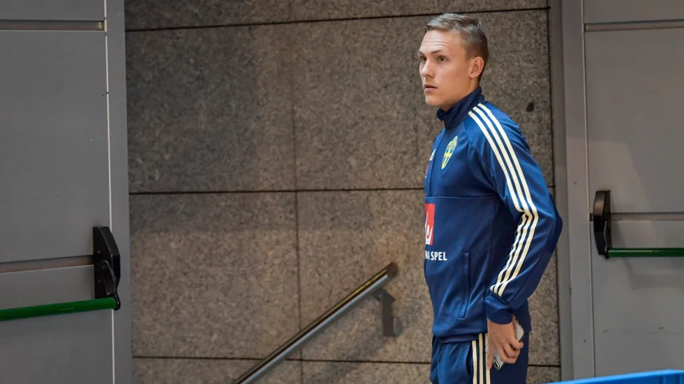 Ludwig Augustinsson under en landslagssamling. Arkivbild.