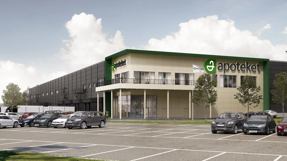 Så här ser skissen ut på det nya e-handelslagret som Apoteket AB etablerar i Eskilstuna logistikpark.