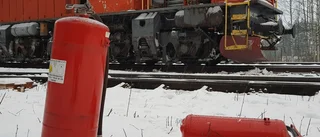 Lok började brinna på järnvägen