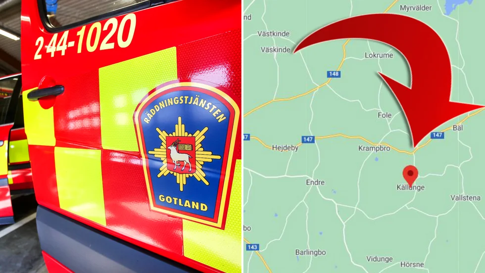 Villan som brann låg vid Kullsarve i Källunge. 