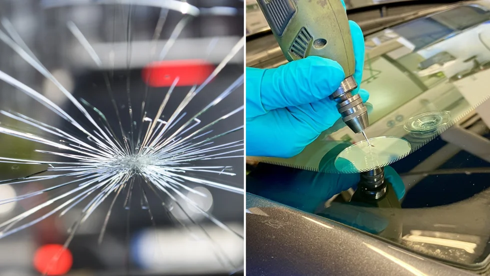 Stenskott är ett irriterande problem. De kan lagas genom att hålet i glaset borras upp och sedan fylls igen med en slags flytande plast.