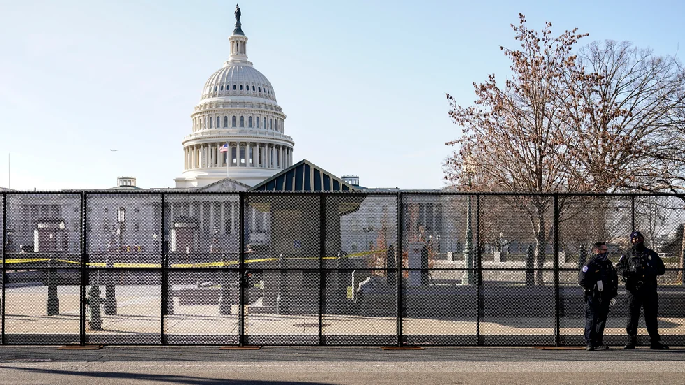 Staket runt Kapitolium i Washington DC.