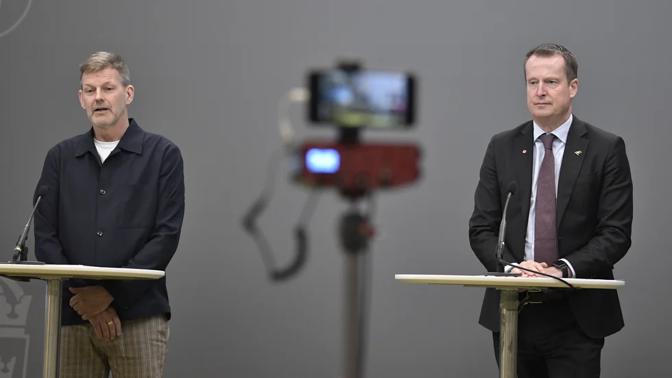 Mats Snäll, projektledare vid Myndigheten för digital förvaltning (DIGG) och digitaliseringsminister Anders Ygeman (S). Arkivbild.