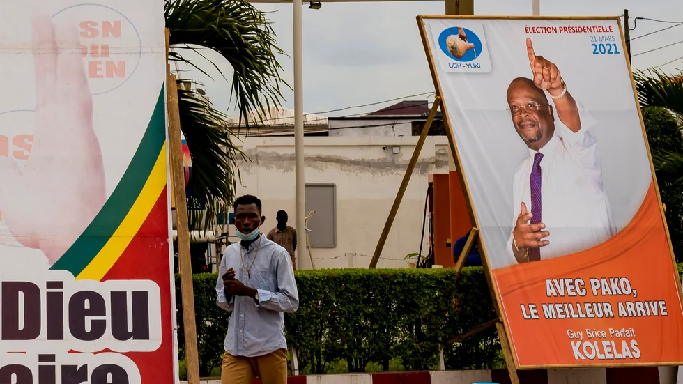 Guy Brice Parfait Kolelas på en valaffisch i centrala Brazzaville.