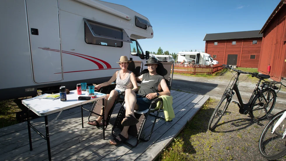 Ann Helen Lea och Geir Andersen från Sandnes i södra Norge kom till campingen för första gången. "Men det blir inte den sista", säger Geir Andersen.  