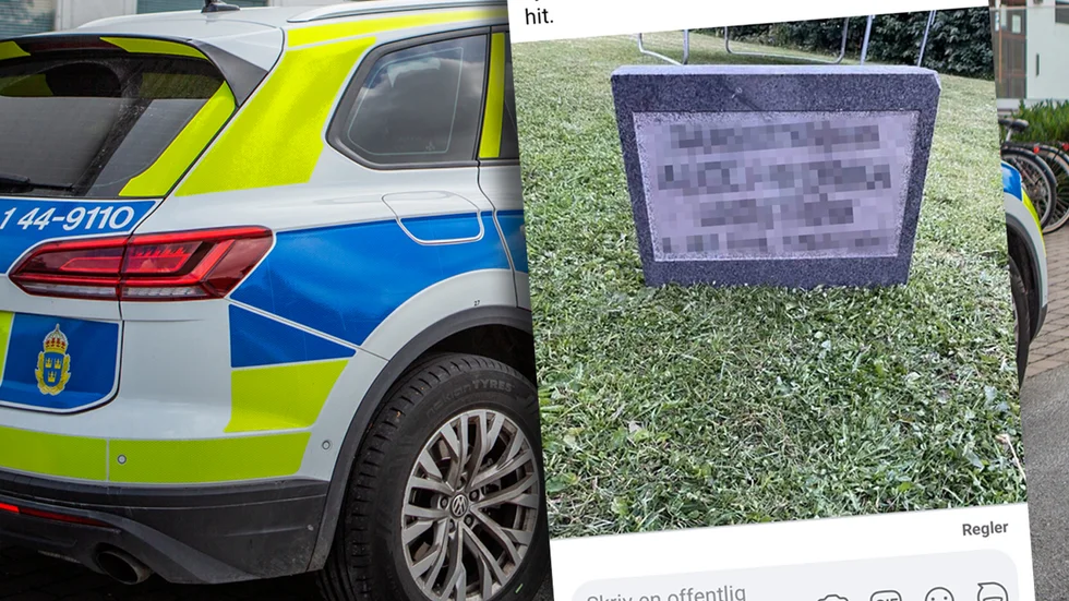 Någon eller några stal gravstenen och lämnade den på  gräsmattan hos en familj i Boden.

