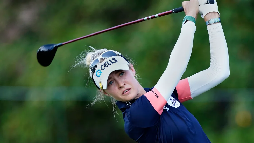 Nelly Korda hade ingen bra inledningsdag i Evian Championship. Arkivbild.