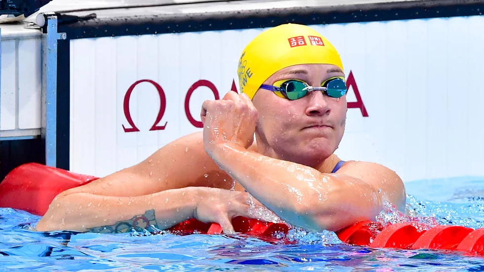 Sarah Sjöström efter sjundeplatsen i OS-finalen på 100 meter fjäril.