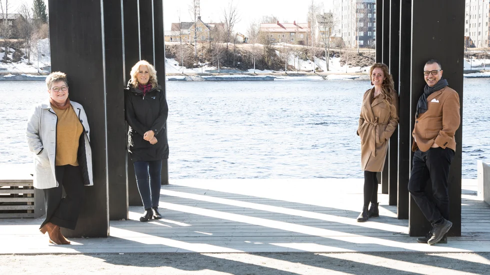 Affärsrådgivarna vid Nyföretagarcentrum Skellefteå: Marianne Näsström, Gunilla Viklund, Angelica Falk och Lacene Chellig.