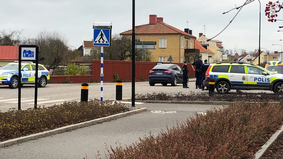 Polisinsats i Vadstena på tisdagsförmiddagen.