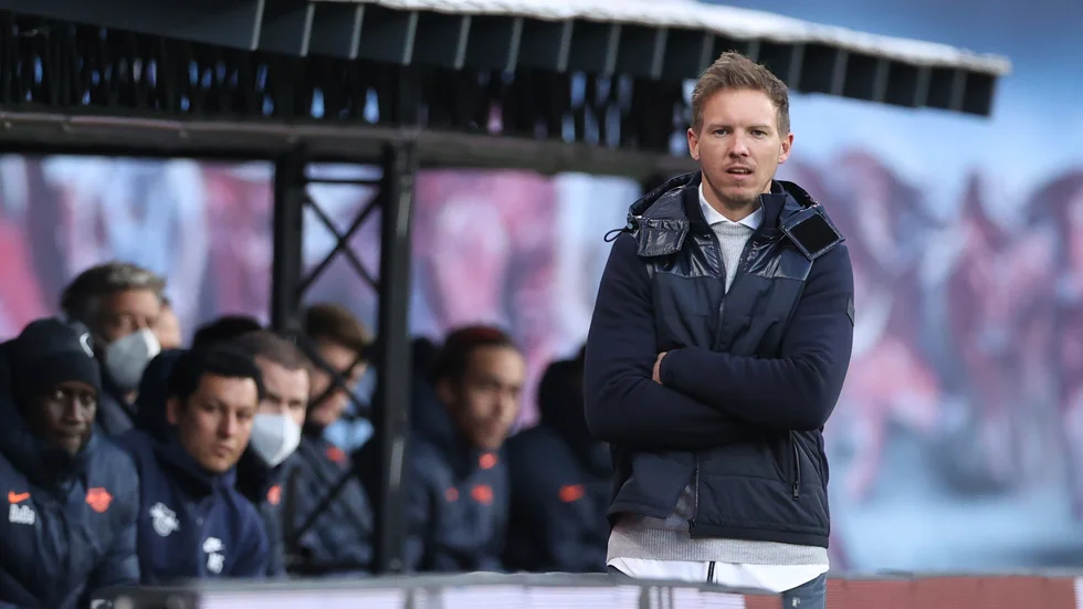 Leipzigs tränare Julian Nagelsmann vill lämna för att ta över i Bayern München. Arkivbild.