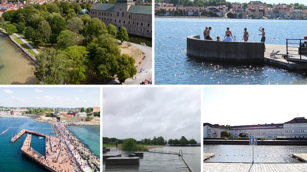 Vadstena, Västervik, Varberg, Västerås och Vänersborg erbjuder alla bad mitt i centrum.