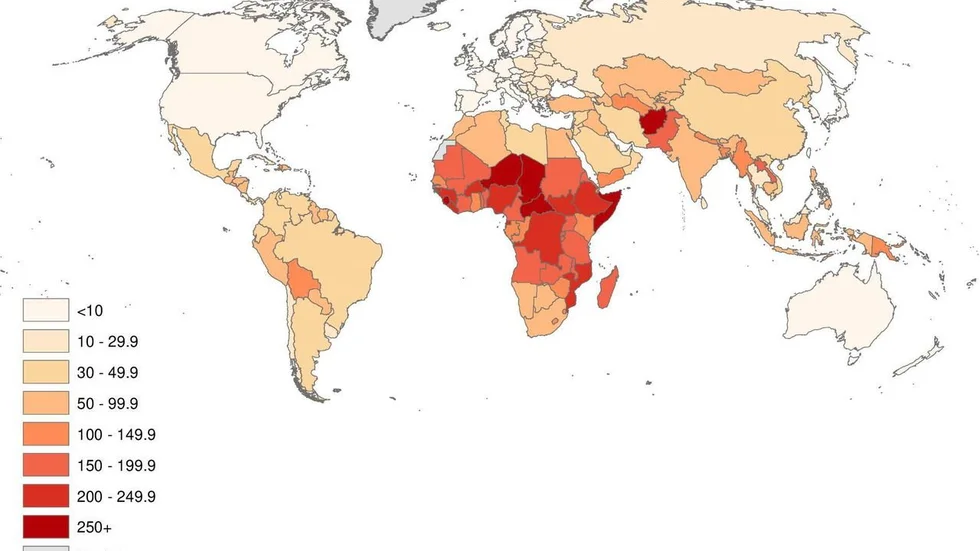 Andelen mödrar som mist ett barn skiljer sig kraftigt åt mellan olika länder. Lägst andel återfinns i länder som Sverige, Singapore och Finland, medan den är betydligt högre i andra länder. Inte minst i vissa länder söder om Sahara. Kartan visar den kumulativa prevalensen (förekomsten) av antalet i åldern 20-44 år per 1|000 mödrar som mist ett barn.