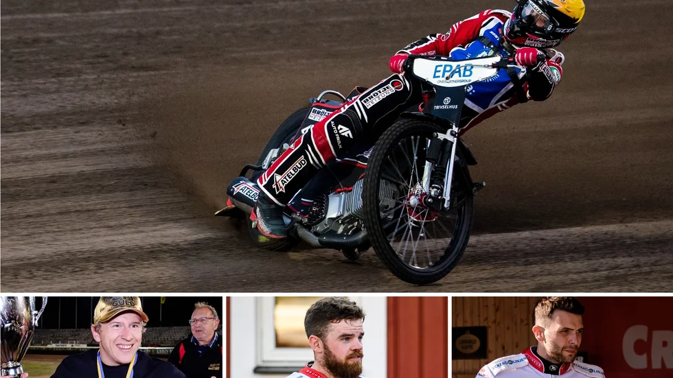 Szymon Wozniak (överst) kan bli Rospiggsförare 2022. Andzejs Lebedevs (t v) och Kai Huckenbecak (t h) är redan klara. Daniel Henderson med det stora skägget rehabtränar efter sin skada i höstas.