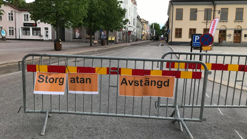 Storgatan har stängts av för biltrafik.
