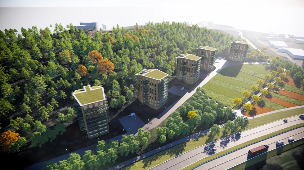 Norrbotniabanan kan visa sig bli ett hinder för bostadssatsningen vid Mjölkuddsberget. Här vill Serneke bygga fem höghus på tio våningar.