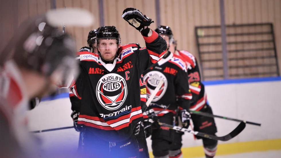 MHC och Dimtrén jublar efter lagets andra mål i matchen. 