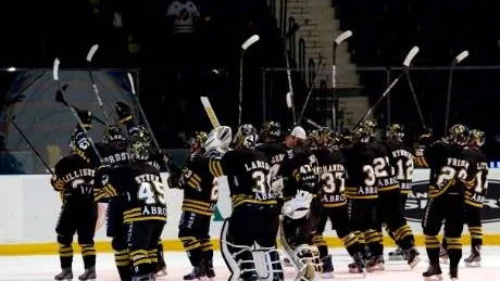 GLÄDJE. AIK-spelarna tackar publiken på Hovet.