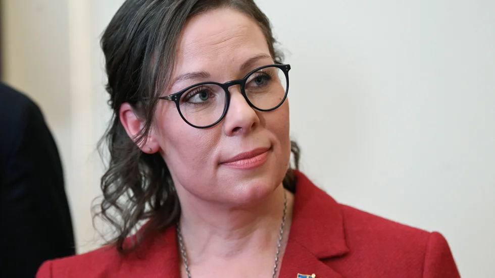 Migrationsminister Maria Malmer Stenergard (M) möter medier på en pressträff där nya statsråden i regeringen presenteras.
