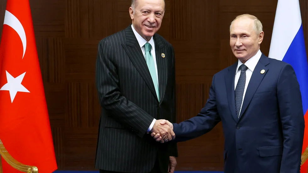 Turkiets president Recep Tayyip Erdogan och Rysslands dito Vladimir Putin träffades i Astana, Kazakstan, torsdag 13 oktober.