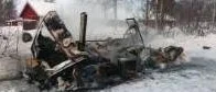 Husvagn i lågor - förstördes totalt