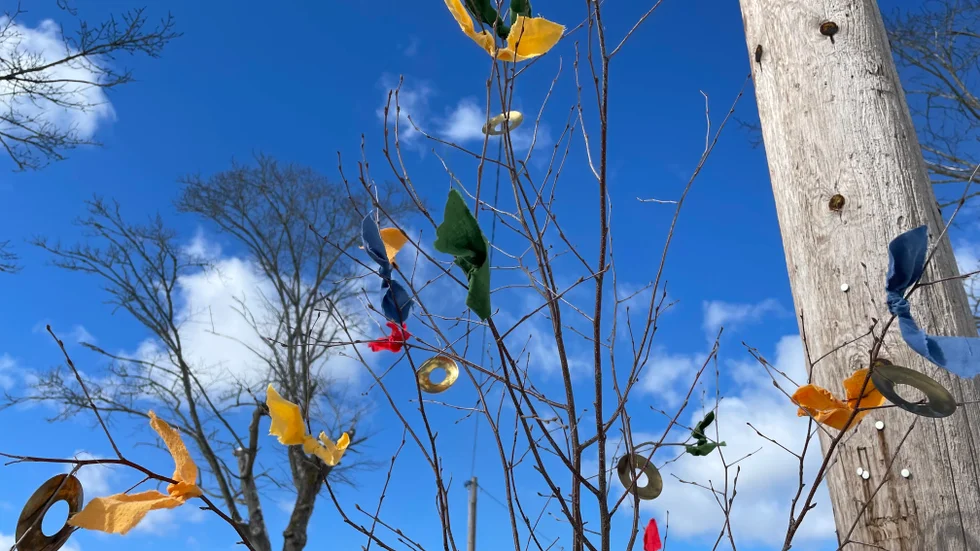 Färgglatt pynt i brytningspunkten mellan vinter och vår.