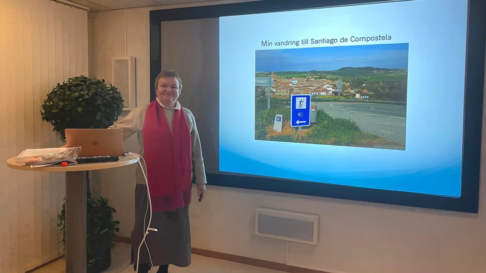 Ingrid Backfjärd berättade om pilgrimsvandringen Santiago de Compostela.
