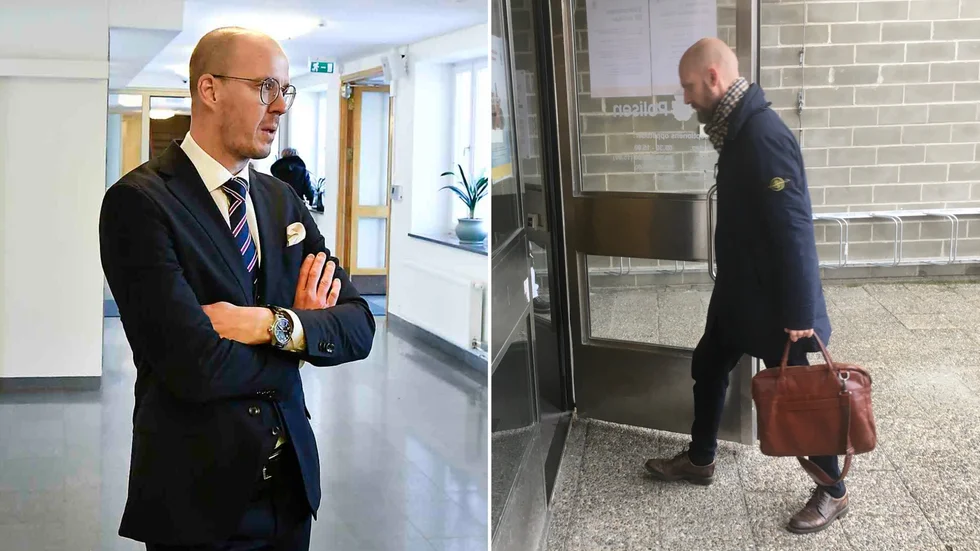 Advokaterna Fredrik Elveros (till höger) och Jens Nyström kommenterar de senaste uppgifterna om misstanken mot två män om ett våldtäktsförsök vid ett dansgolv på lördagsnatten.