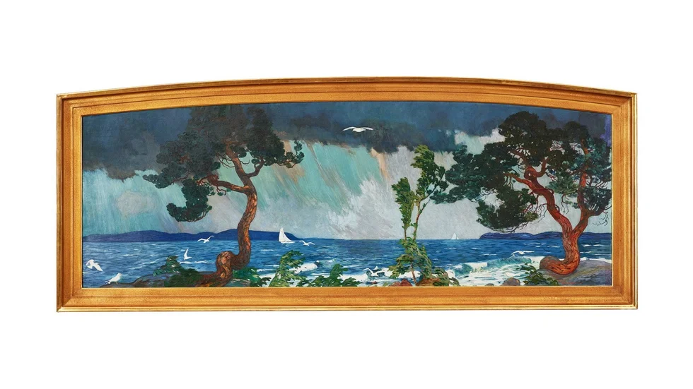 Verket "Våren" av Helmer Osslund (1866–1938) från år 1907 har klubbats på auktion för åtta miljoner kronor. Pressbild.