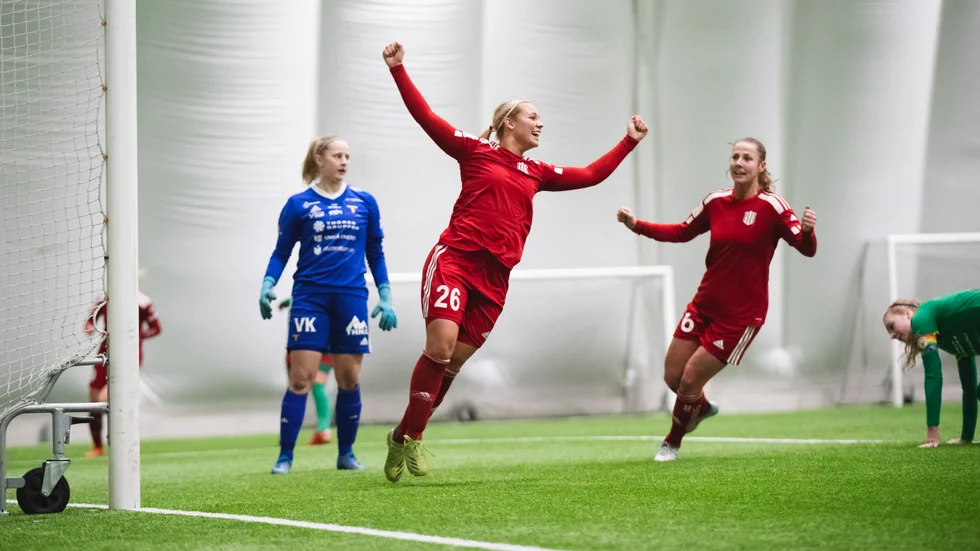  Evelina Moberg gjorde ett av målen i träningsmatchen mot Sunnanå. (Arkivbild)