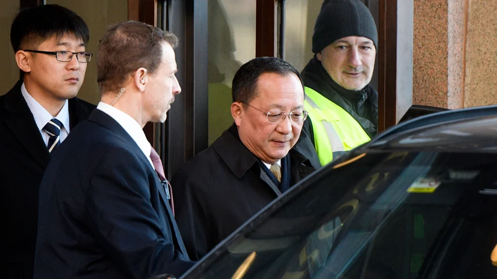 16 mars 2018: Nordkoreas dåvarande utrikesminister Ri Yong-Ho lämnar Rosenbad i Stockholm efter ett besök. Arkivbild.
