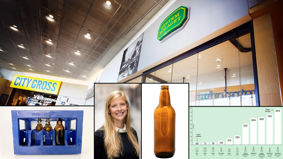 "Alla Systembolagets butiker tar emot returglas i backar, fulla eller tomma. Butiker som har möjlighet får gärna ta emot enstaka flaskor, här får man höra med sin lokala butik", säger Lina Häckner, hållbarhetsutvecklare som driver returglasprojektet hos Systembolaget.
