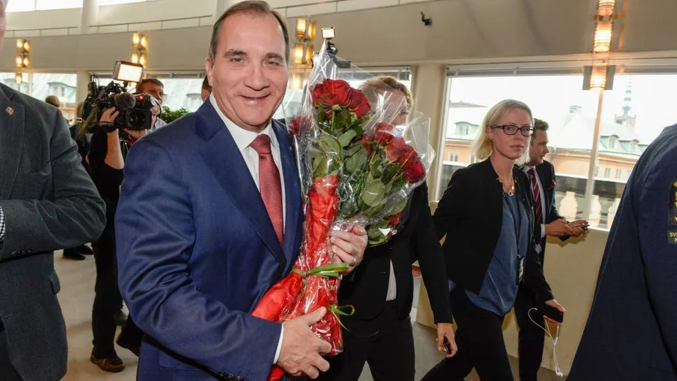 DET VAR DÅ. Stefan Löfven i riksdagen sedan han valts till statsminister för ett år sedan.