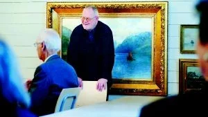 En röst från Öland. Gästföreläsaren Kjell E Johansson berättade om den stormiga relationen mellan Ellen Key och August Strindberg. Foto: Matilda Ahl
