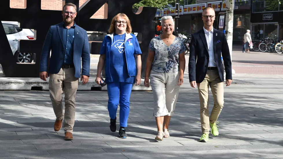 Alliansens Per Boström, Christina Soldan, Carina Sundbom och Andreas Löwenhöök hoppas på maktskifte i Skellefteå.