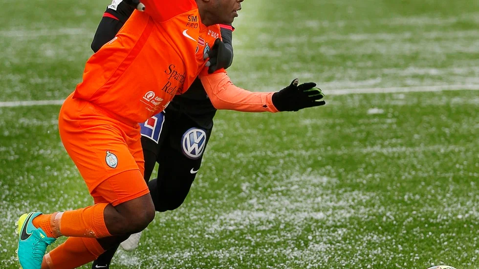 En pigg Ousmane Camara satte AFC Eskilstunas enda mål i onsdagens träningsmatch i Borlänge. Arkivfoto: Anders Nilsson