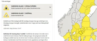 SMHI varnar för snöfall i Sörmland
