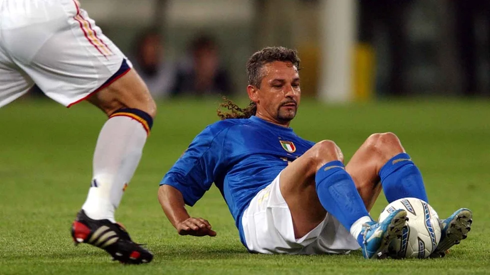 Roberto Baggio under en landskamp. Arkivbild.