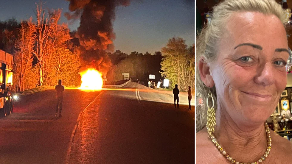 Maria Hjellström om bilbranden vid kommungränsen mellan Strängnäs och Enköping: "Varmt så in i helsike."