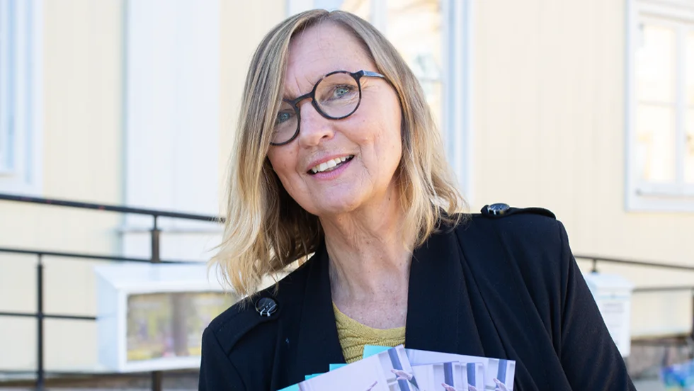 Anna Mellergård, litteraturutvecklare hos länslitteraturen i Kalmar län och tillika verksamhetsledare för Litteraturnod Vimmerby.