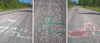 Väg nedklottrad med könsord och hakkors