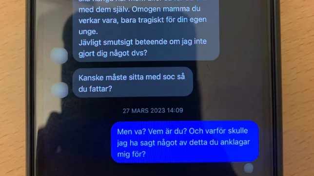 En del av det första meddelandet, som skickades till polisens sambo på messenger.
