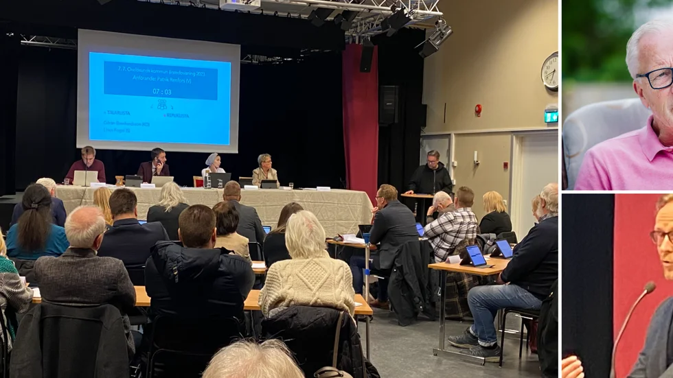 Kommunstyrelsens ordförande Dag Bergentoft (M) och oppositionsrådet Linus Fogel (S) har olika bilder kring vad som sades på en information om den nya skolorganisationen.