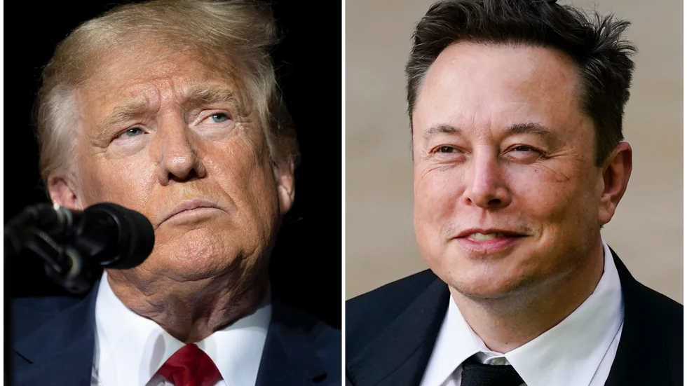 Expresident Donald Trump intervjuas av Teslachefen Elon Musk under natten mot tisdagen. Arkivbilder.