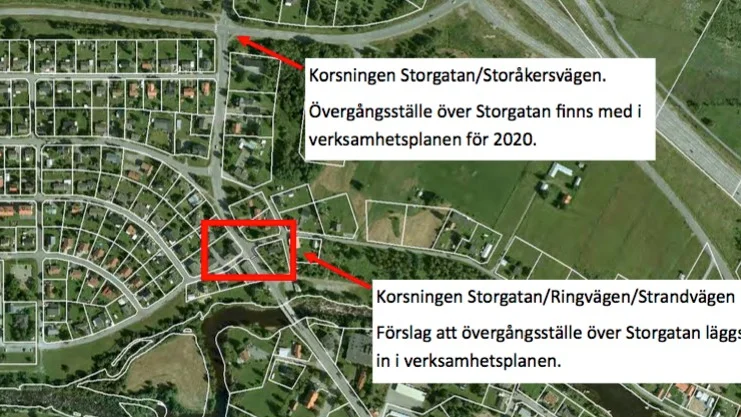 Här syns de två ställen där övergångsställen planeras.