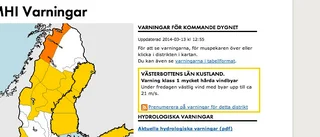 Varning för hårda vindbyar